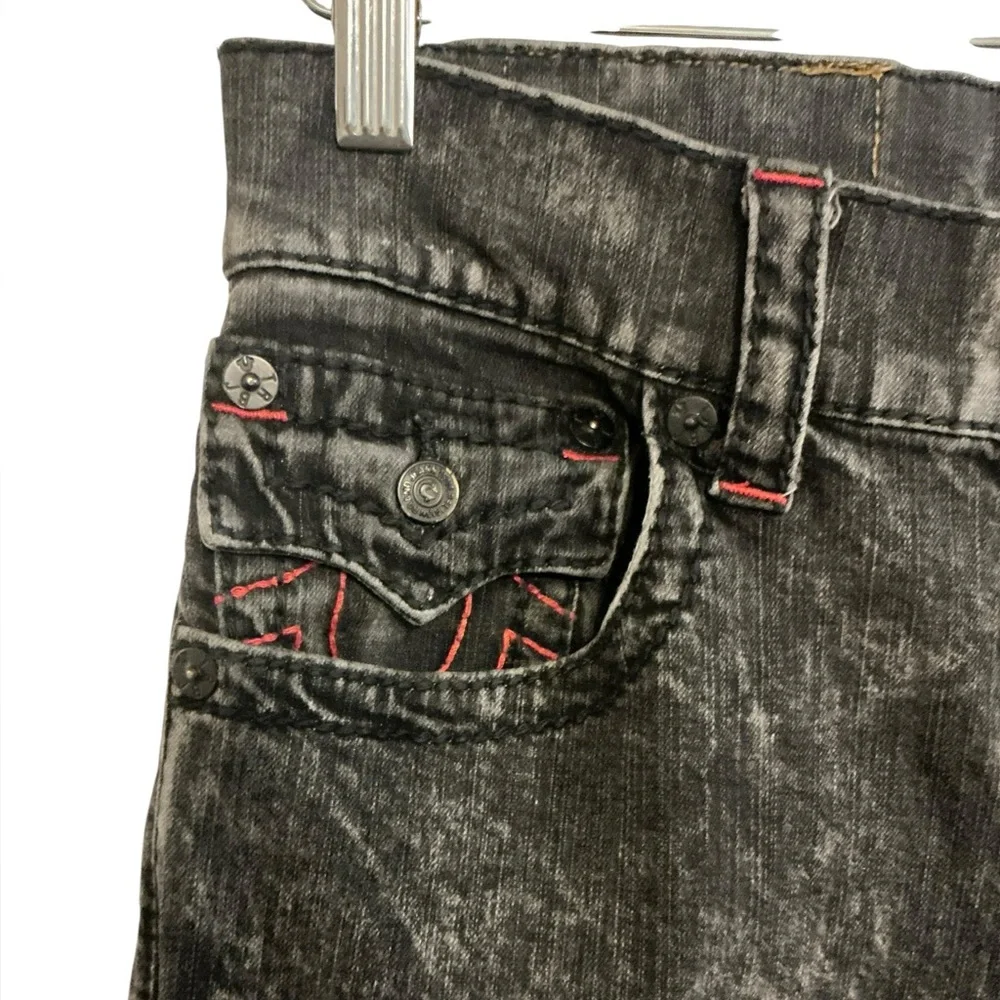True Religion Men's Black Acid-Wash Slim Straight‎ Jeans size 30X31